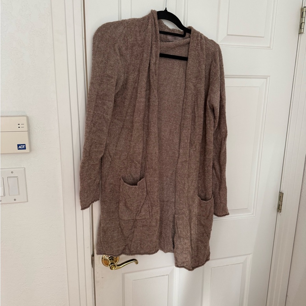 Barefoot Dreams Tan Open-Front Cardigan